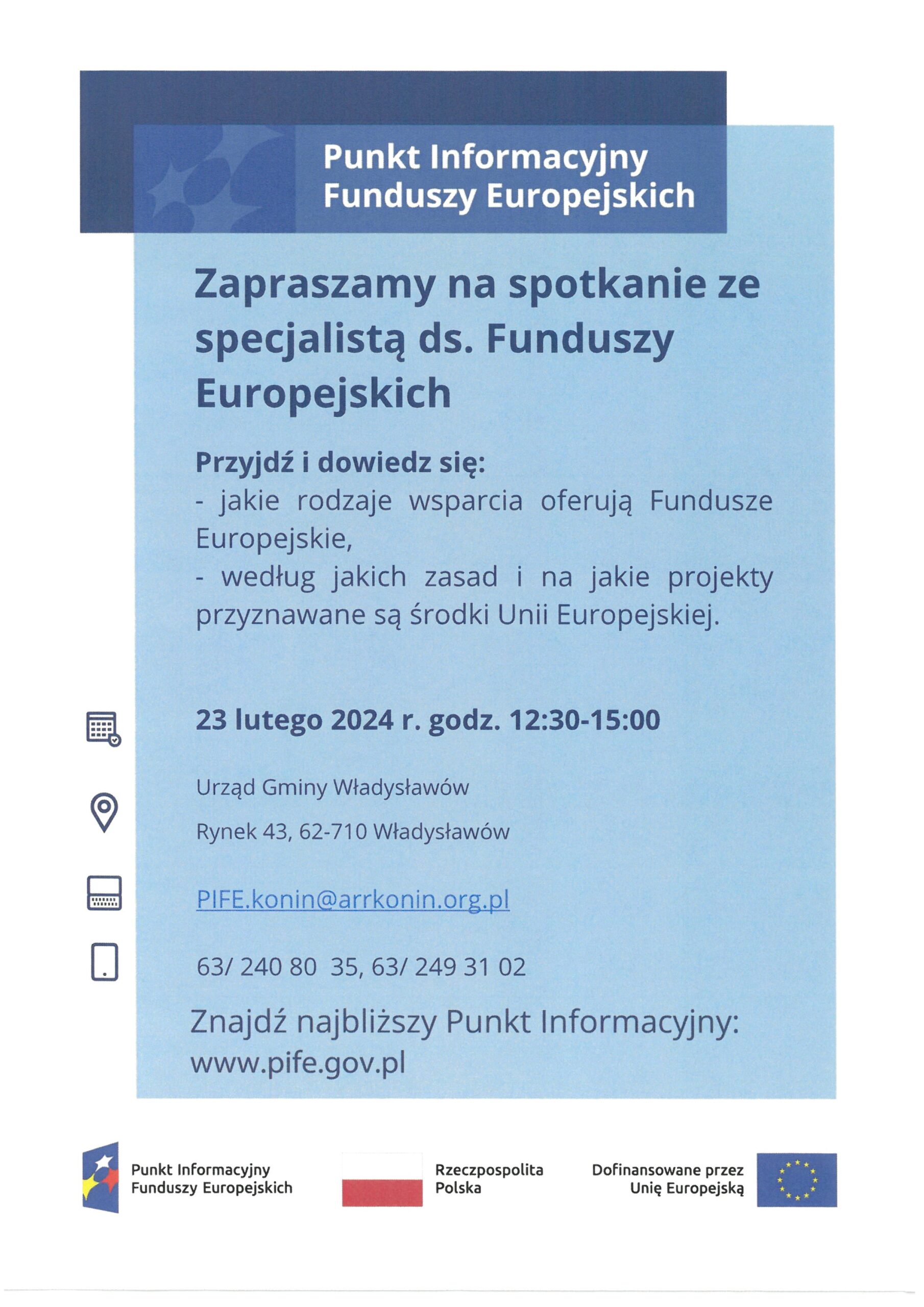 Spotkanie ze specjalistą ds. Funduszy Europejskich